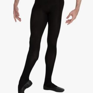 NEW CAPEZIO men's knit footed tights with back seams in black size XL